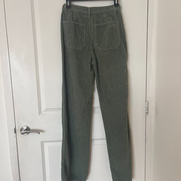 Reformation "Alyssa" High Rise Wide Leg Green Corduroy Pants sz 26 - Picture 3 of 6